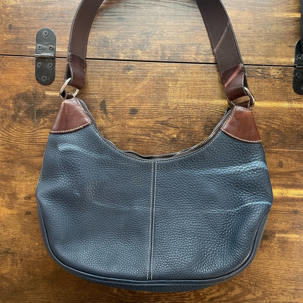 Dooney & Bourke Navy and Brown Shoulder Bag - Picture 3 of 10
